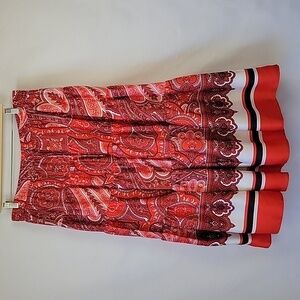 Lauren Ralph Lauren Drawstring Paisley Print Full Skirt Red & Purple Size XL NWT